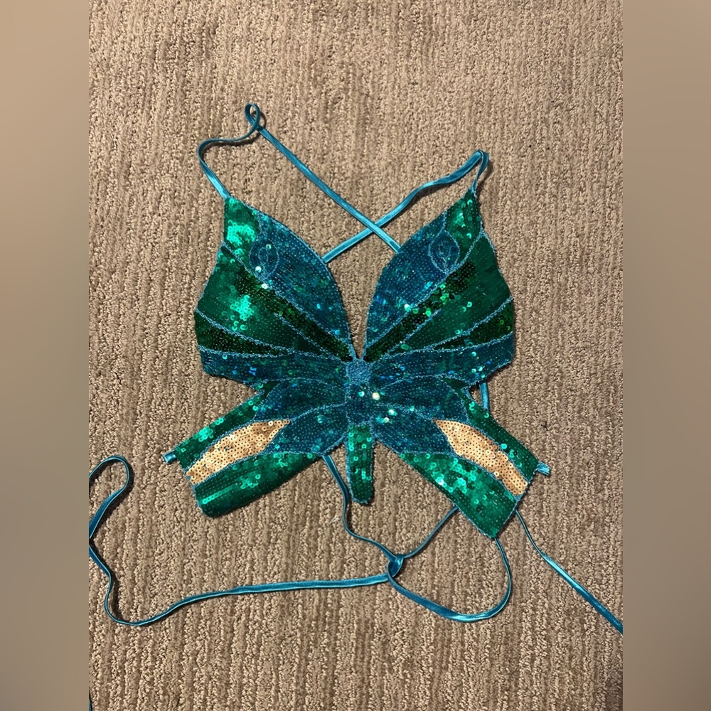 Sequin open back butterfly top